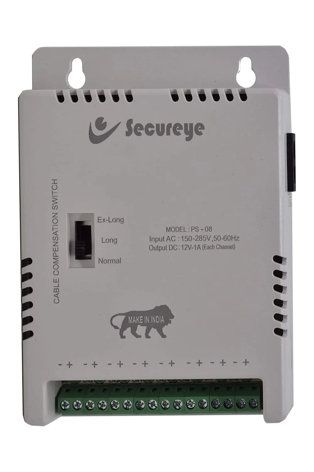 Secureye CCTV Power Supply for 8‑Channel Cameras 12V 10A SMPS — view 3